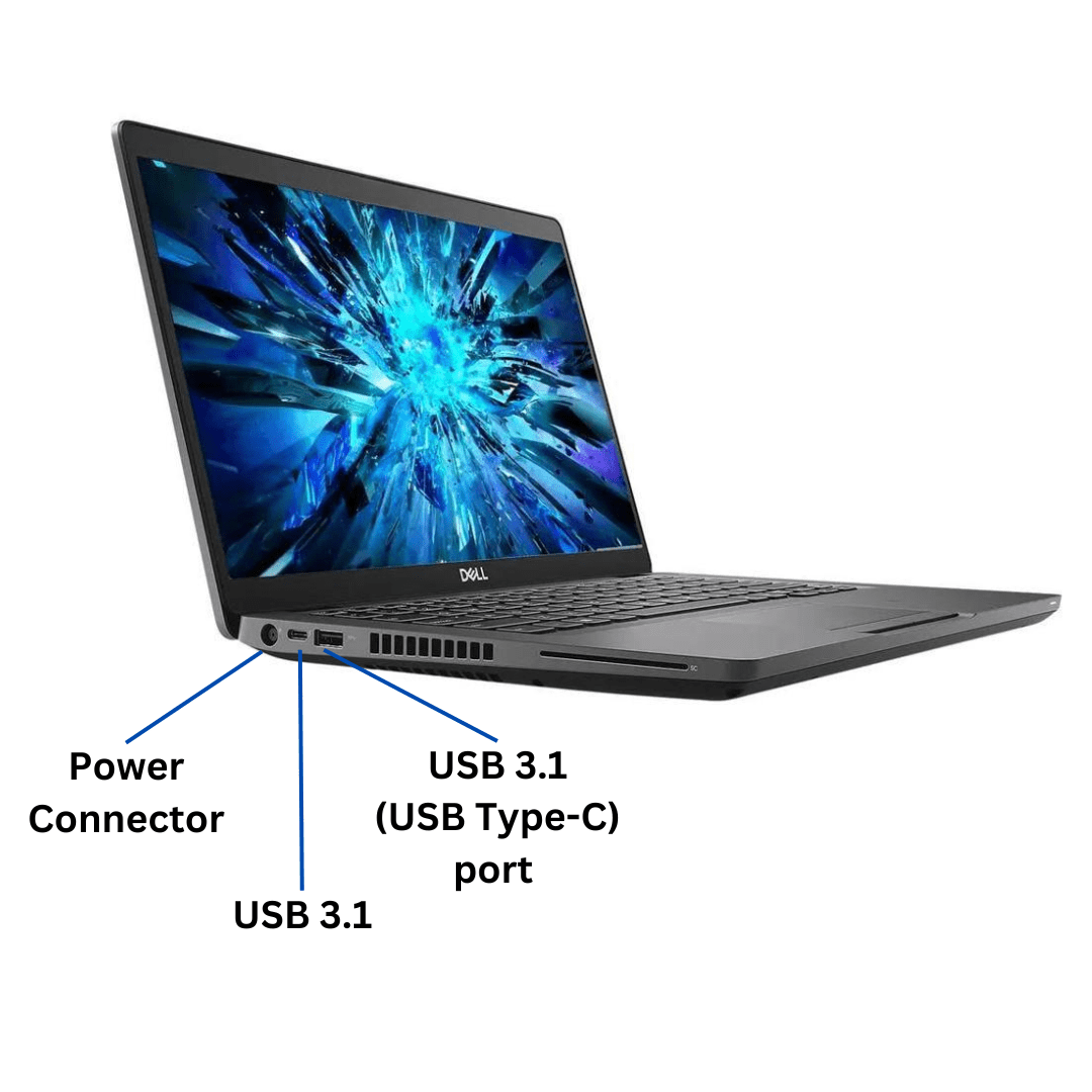 Left-side view of an opened Dell Latitude 5401 Laptop port diagram, with all visible ports labeled.