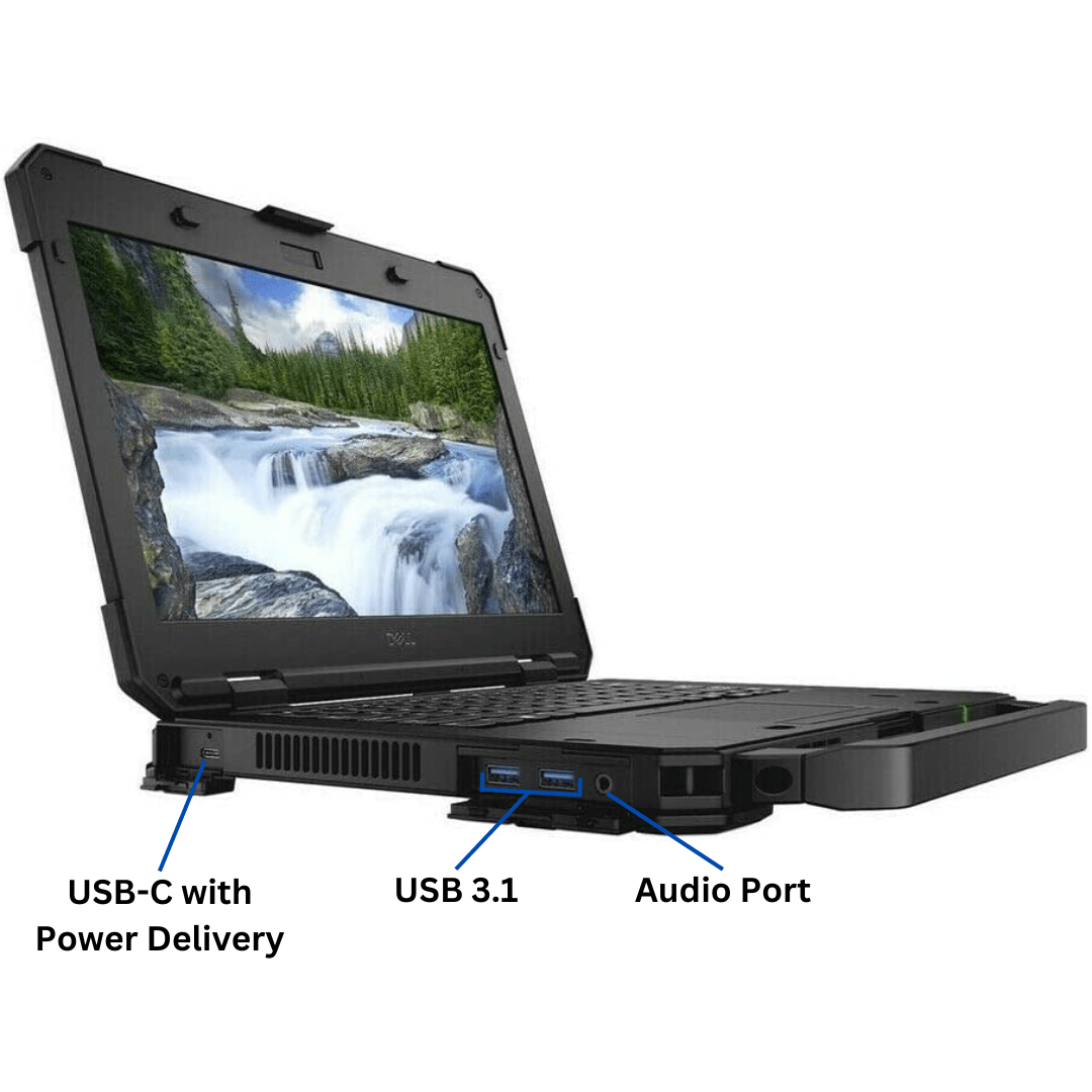 Left-side port diagram for the Dell Latitude 5420 Rugged Laptop show all of the ports labeled on the left side of the unit.