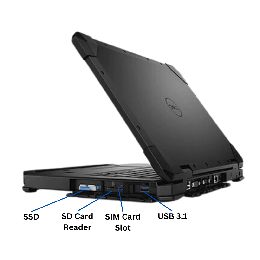 Right-side port diagram for the Dell Latitude 5420 Rugged Laptop that shows all of the ports labeled on the right side of the unit.