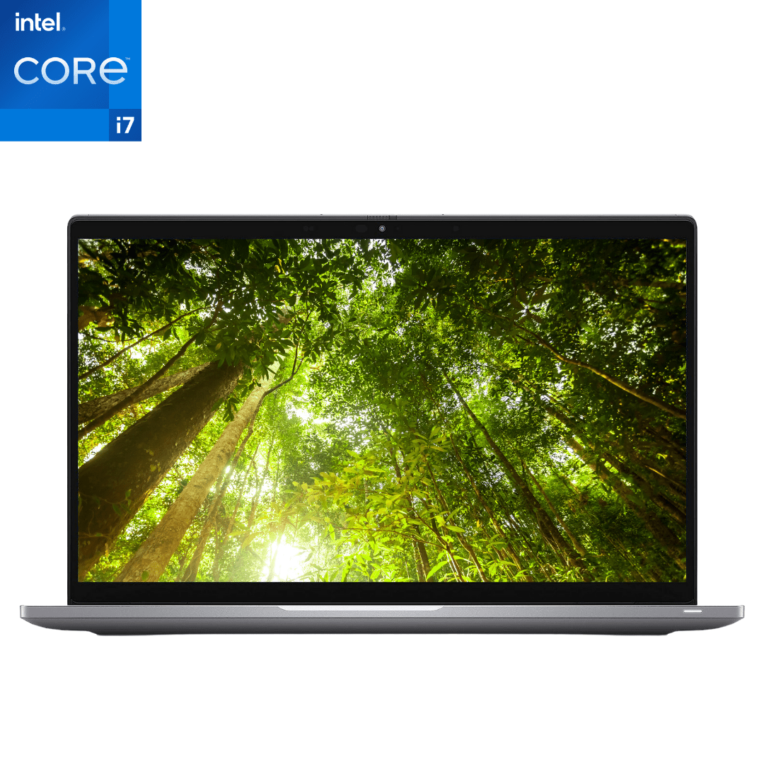 Front-facing image of an opened Dell Latitude 7420 i7 Laptop from CTI Electronics.