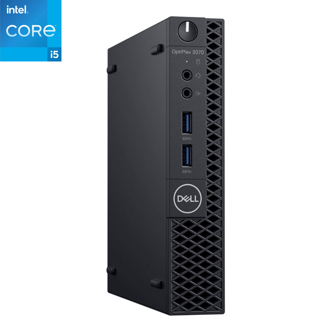 Main Image of an upright Dell OptiPlex 3070 Micro Form Factor Desktop.