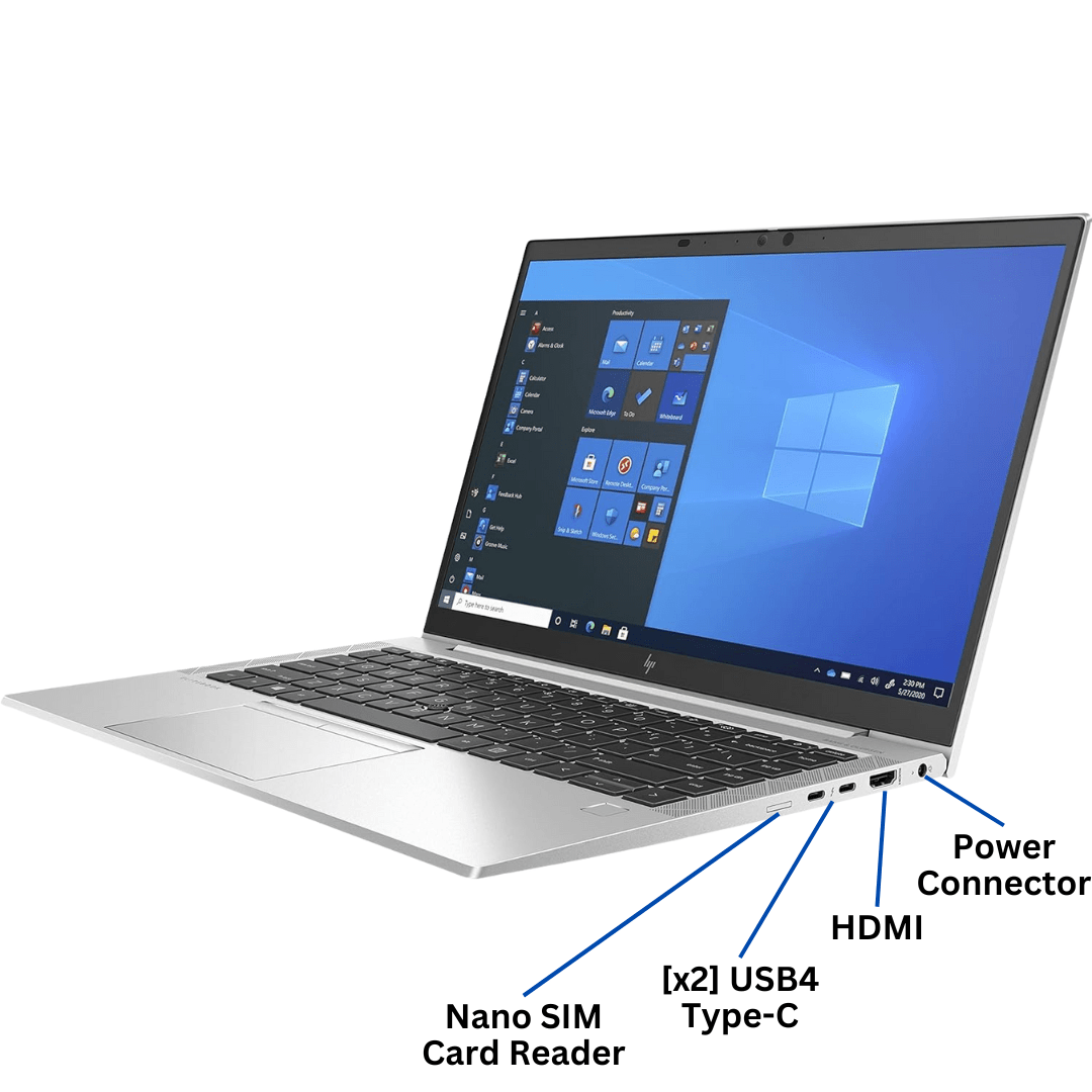 Right-side view of the HP EliteBook 840 G8 Laptop port diagram, with all right-side ports visible and clearly labeled.