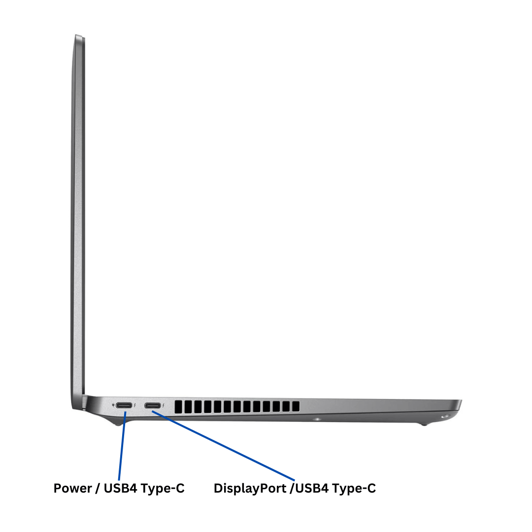 Left-side view of an opened Dell Latitude 5430 laptop port diagram.