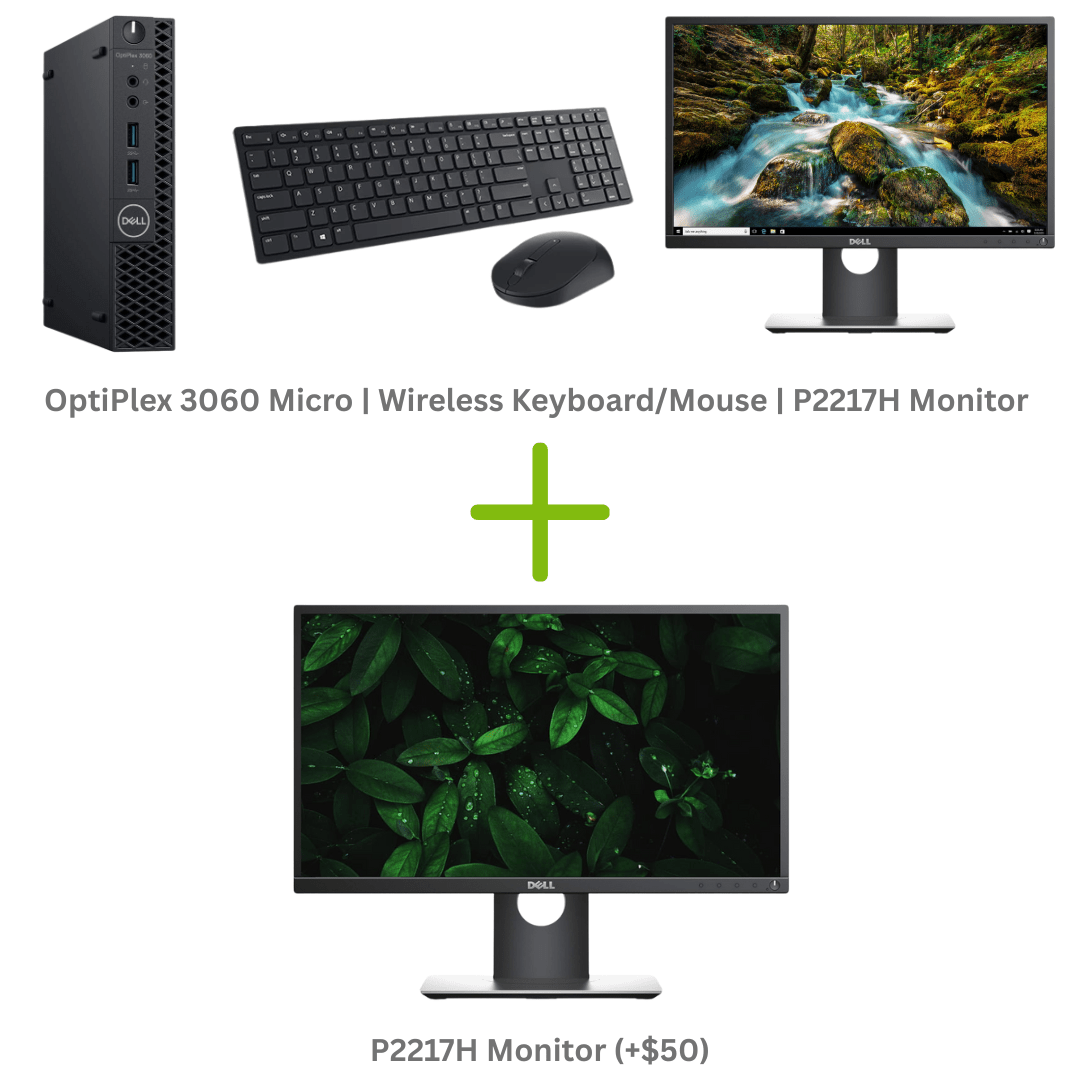 Bundle | Dell OptiPlex 3060 i5 Gen 8 Micro Desktop | Dell 22" P2217H Monitor | Dell Keyboard/Mouse | Windows 11 Pro