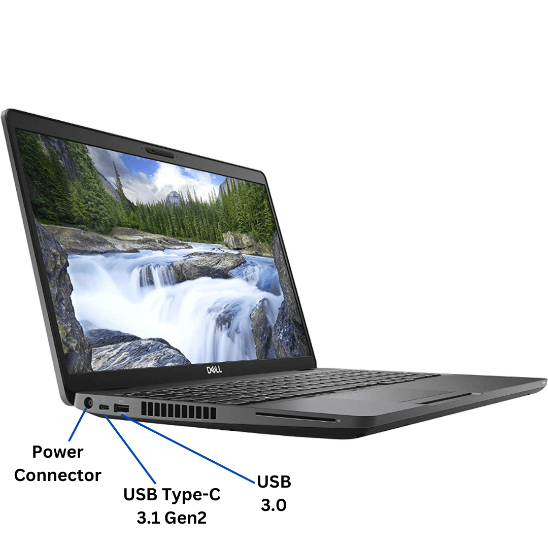 Left-side view of an opened Dell Latitude 5501 Port diagram image, with all visible ports labeled.