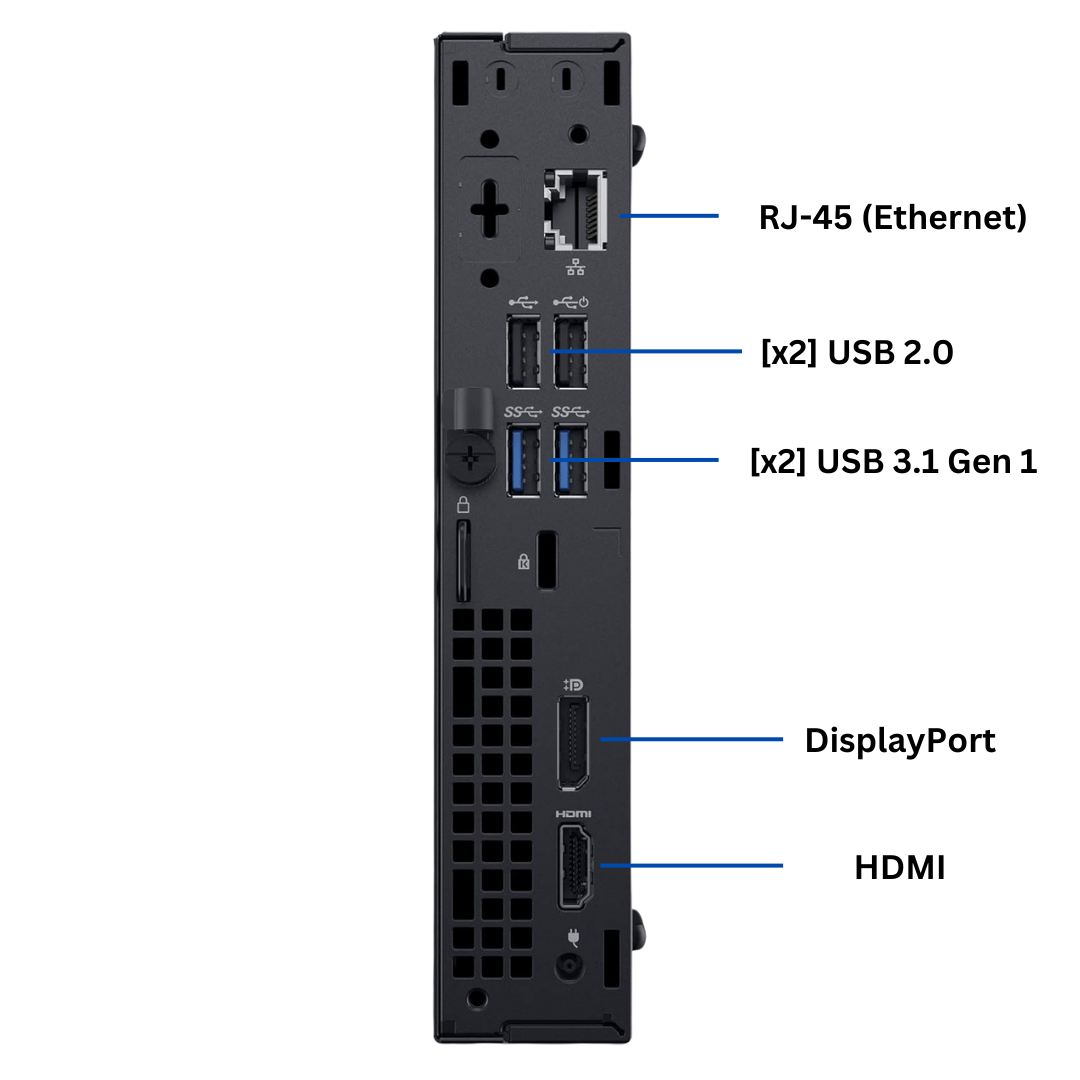 This is a rear side port diagram for the Dell OptiPlex 3070 Micro Form Factor Desktop.