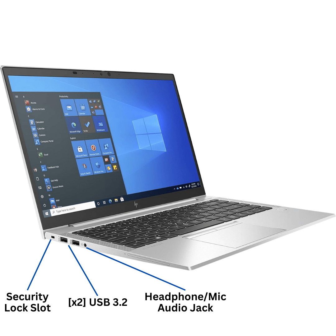 Left-side view of the HP EliteBook 840 G8 Laptop port diagram, with all left-side ports visible and clearly labeled.